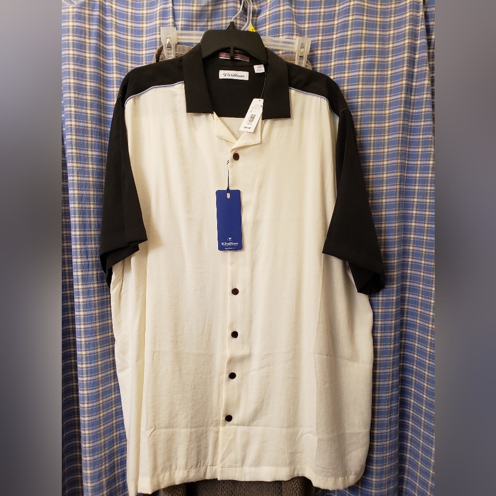 Caribbean Roundtree & Yorke Mens XXL Short Sleeve Button Down Shirt